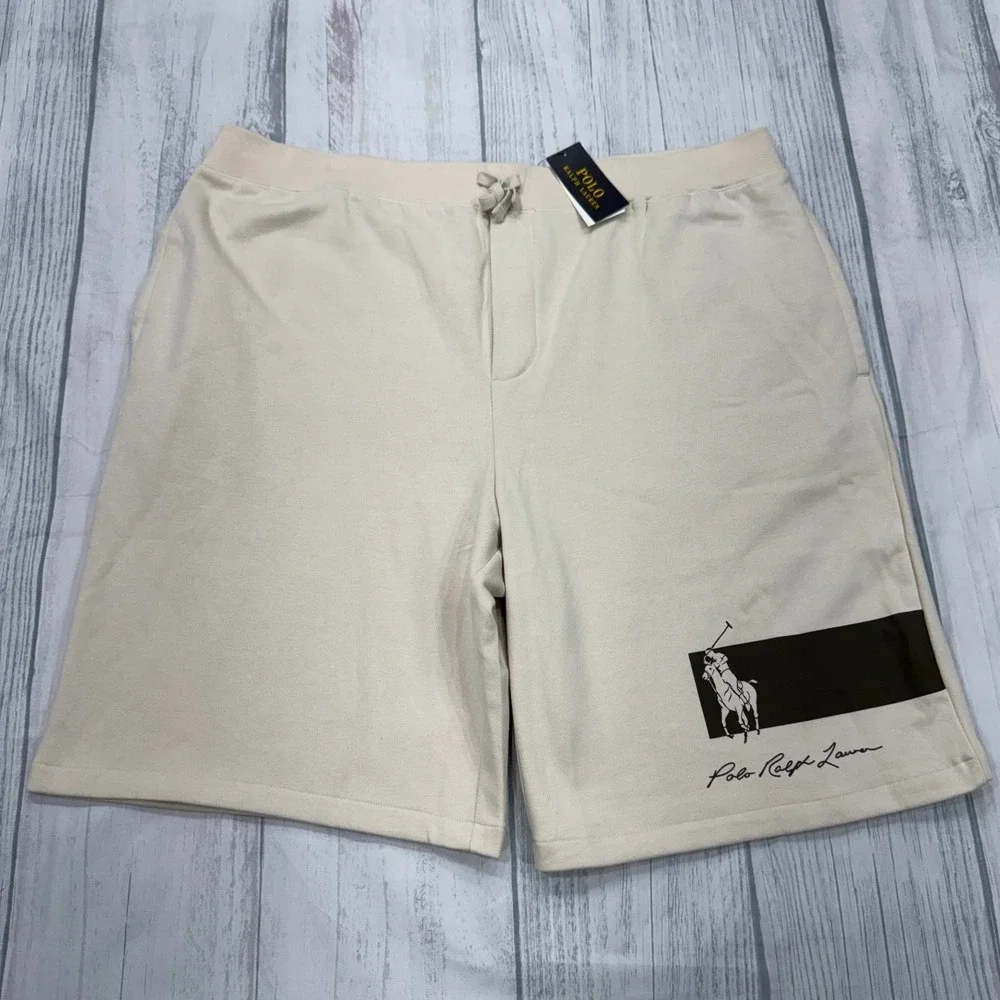 NWT POLO Ralph Lauren 3XLT Tall‎ Sweat Shorts Big Pony Beige Men $110
